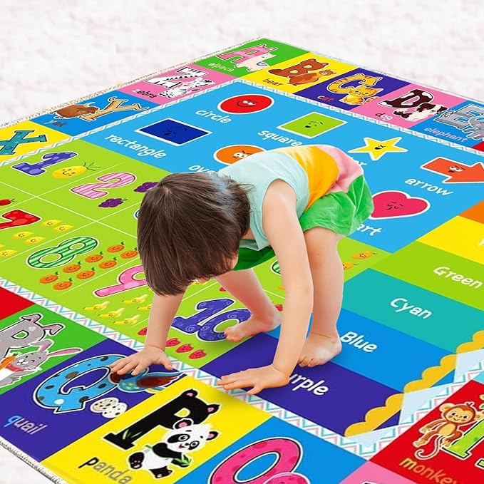 ABC Play Carpet for Kids – Extra Large Preschool Rug with ABCs, Numbers, Animals, and Colors for Playroom & Classroom - (59X39.4Inches)