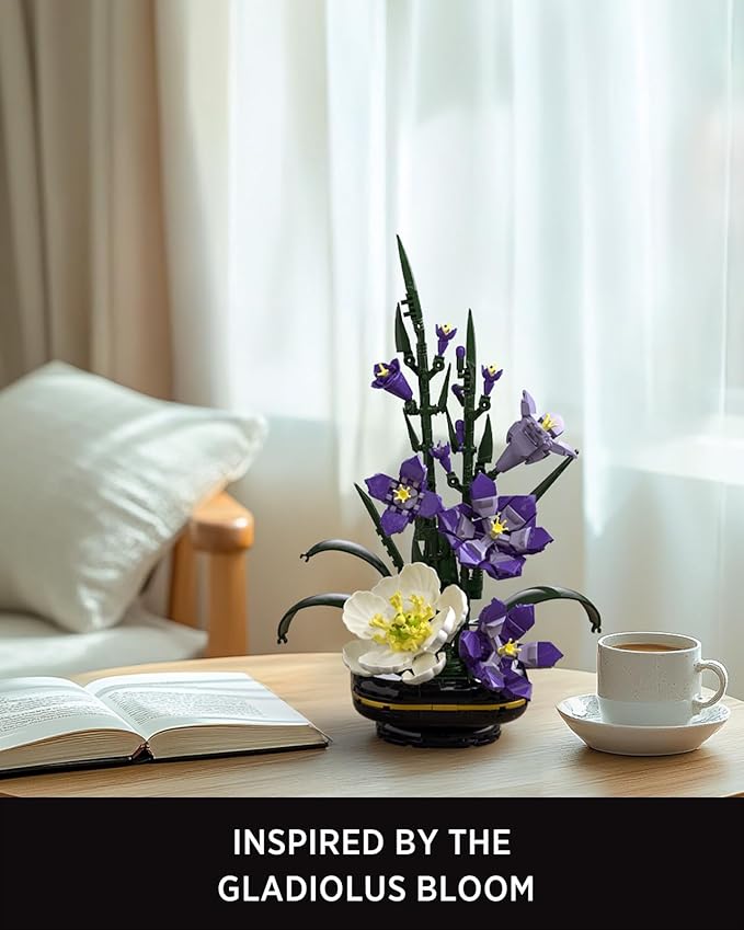 Nifeliz Gladiolus Flower Building Set, Botanical Flower Model Toy for Adults, Home and Office Table Décor, Nature-Inspired Gift for Plant Lovers (478 PCS, NF10332)