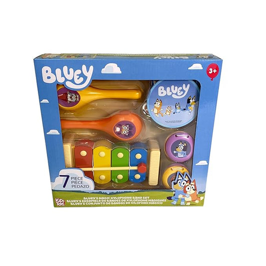 Bluey's Magic Xylophone 7 Piece Band Set - Learn to Play Instruments Music Education for Kids and Preschoolers Ages 3+