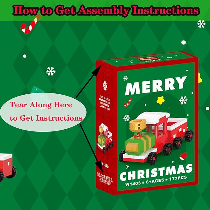 Christmas Train Building Blocks Set Compatible with Lego Advent Calendar 2025 Stacking New Toys Holiday Present Box New Year Xmas Gifts for Kids for Boys & Girls and Adults