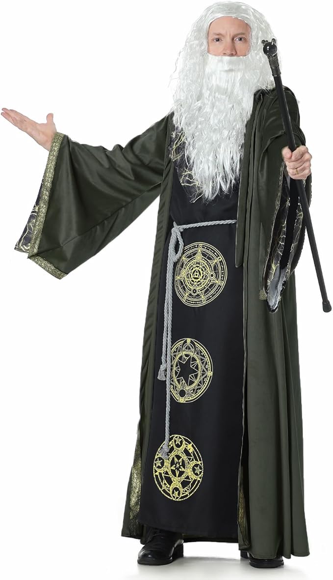 Velvet Wizard Robe with Hooded and Sleeves, Halloween Vampire Witch Wizard Cloak Fancy Cosplay Costume