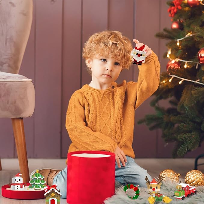 8 Pack Mini Christmas Building Blocks Toys, Classroom Prizes Birthday Gifts, Christmas Stocking Stuffers for Kids Boys Girls Age 6-12+