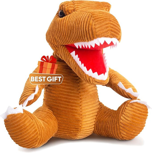 Naturally KIDS Stuffed Animal, Toddler Gifts for Boys, Girls, Plush Dinosaur Toy Brown
