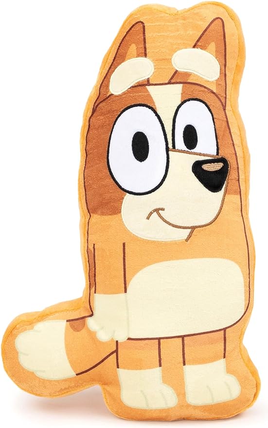 Jay Franco Bluey Bingo Shaped Decorative Pillow - Kids Super Soft Throw Plush Pillow - Measures 14 Inches (Official Bluey Product)
