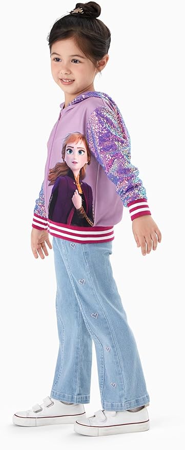 Disney Frozen Elsa Stitch Minnie Mouse Toddler Girl Jacket Sequin Zipper Hoodie Sweatshirt Coat Birthday Clothes 3-13 Years