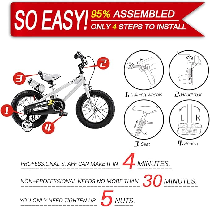 RoyalBaby Kids Bike Freestyle Classic & EZ Balance Pedal Switchable Bicycle, 12 14 16 18 Inch, 3-10 Years Toddler to Big Kids