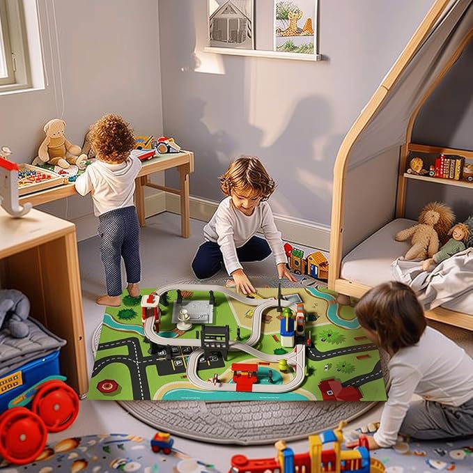 57 pcs High-Speed Train Set for Urban Rail Adventure, Magnetic Connection Train for Boys & Girls, Train Track for 3-7 Years Old Toddlers & Kids, Railway Set Christmas Toys for Kids
