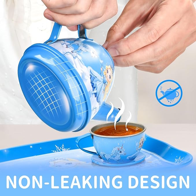 43-Piece Princess Tea Set Playset for Kids – Pretend Play Kitchen Toy with Teapot, Desserts & Carrying Case | Toddler Tea Party Toys, Imaginative Role Play, Birthday Gift for Girls Ages 3-8