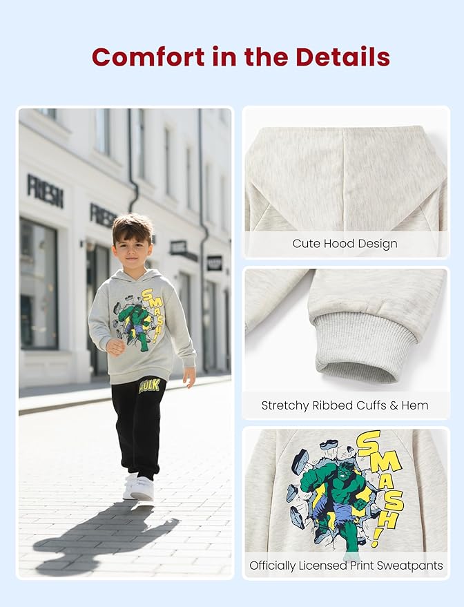 Disney Marvel Spider-Man Mickey Toy Story Cars Boy Pullover Hoodie&Jogger Pants Outfit Set Sweatsuit Lounge Matching Set 2-9Y