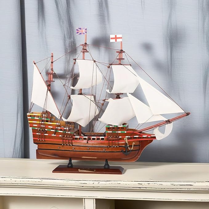 20" Wooden Mayflower Sailing Ship Model, Nautical Decor for Home, Thanksgiving Gift, Sailboat Decor, Maritime Gift, Nautical Christmas Boat Present