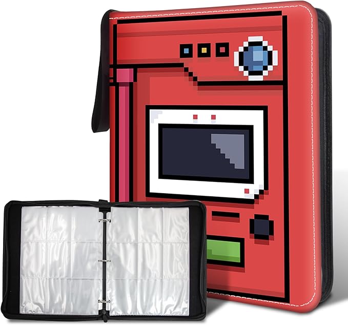 900 Pocket Game Card Binder, Trading Card Storage Album with 50 Durable 9-Pocket Pages, Game Design on Pocket Card Packs, Thanksgiving Christmas Birthday Gifts for Gamer Lover Collector's Album