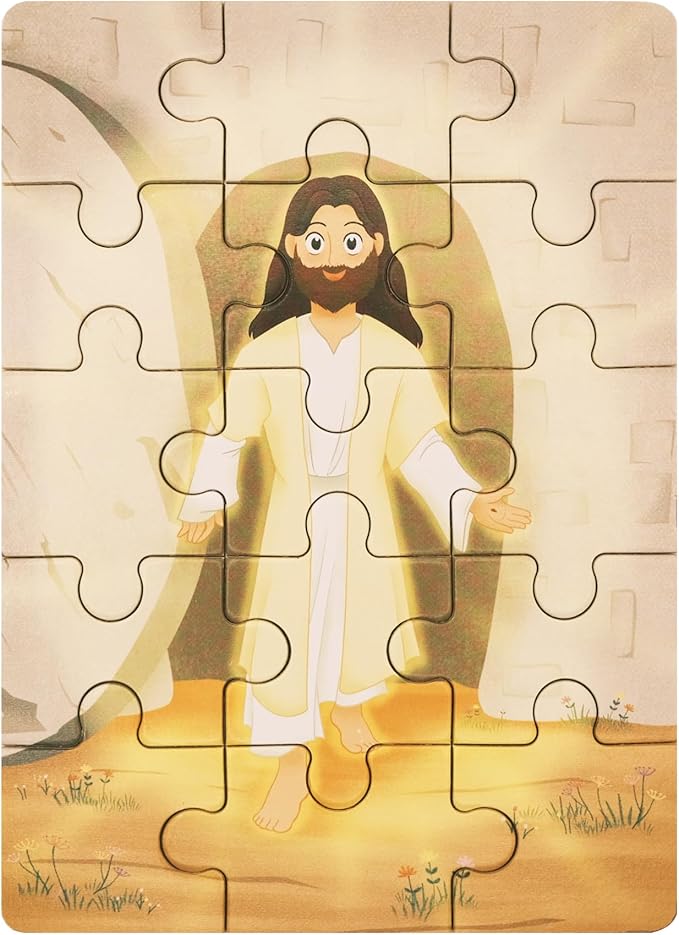 Bible Puzzles for Kids Ages 4-6 | 4-in-1 Wooden Jigsaw Puzzles in Box (15 pcs Each) | Christian Bible Gifts for Children | Easter Gifts for Kids | Nativity | The Last Supper (New Testament)