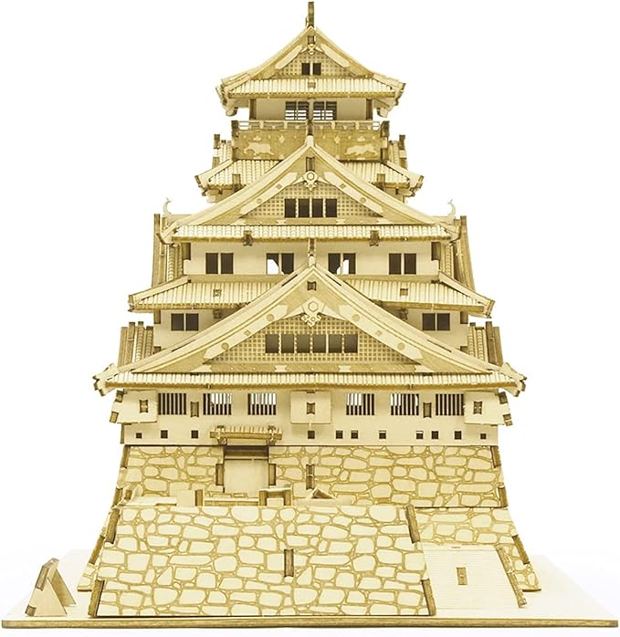 Osaka Castle Wooden Architecture 3D Puzzle - Fun DIY Wood Craft Kits - Ideal Gift for Birthdays and Party Favors