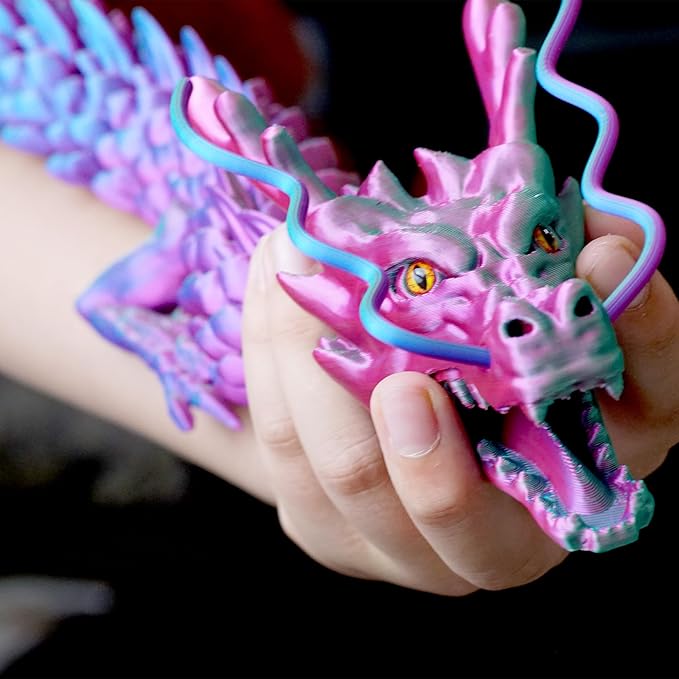 47.3inch Super Large 3D Printed Dragon Models,Flexible Joint Animal lacertid Figurines, 3D Printing Stuff Cheap,Stress Relief, Fidget restlessness, ADHD Toys, Surprise Fantasy Gifts (33.5inch)