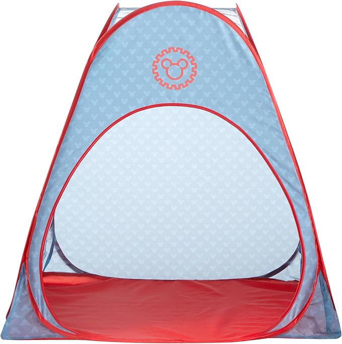 Disney Mickey Mouse 3 Piece Slumber Set with Kids Indoor Outdoor UPF 30+ Pop Up Play Tent with Pillow and Flashlight