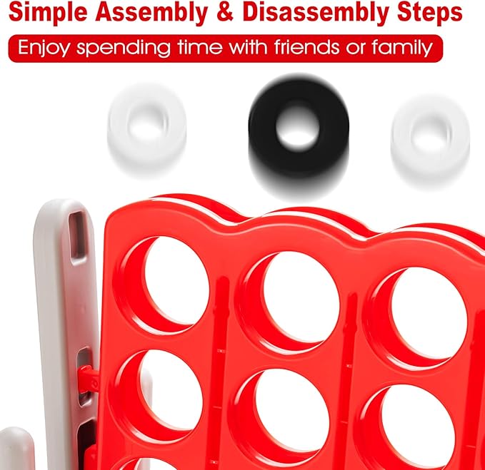 ARLIME Jumbo 4-to-Score Giant Game Set, Backyard Games for Kids & Adults, 4 in A Row W/Quick-Release Lever, 42 Build-in Rings Included, Jumbo Size for Outdoor & Outdoor Play