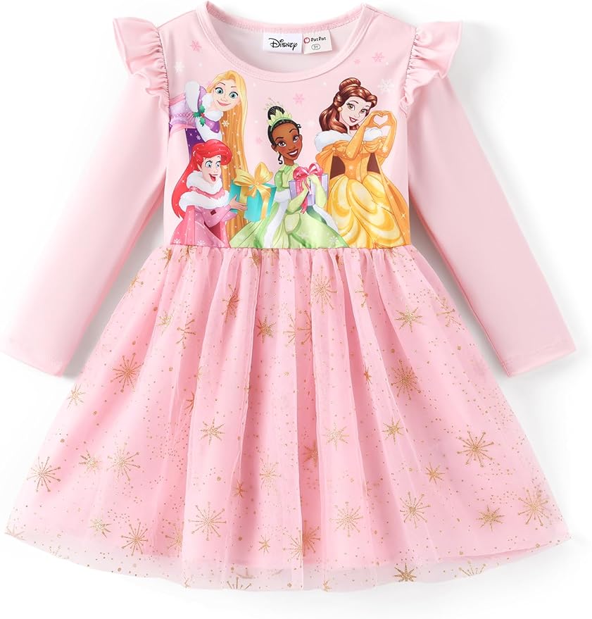 Disney Princess Frozen Minnie Mouse Dress Girls Sparkle Ruffle Tulle Tutu Birthday Party Fall Outfits Clothes Baby to Toddler