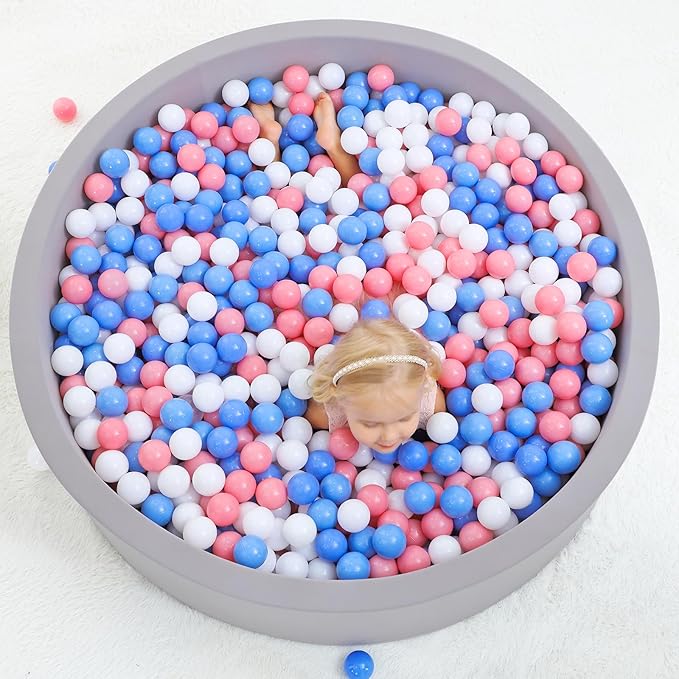 Wilwolfer Foam Baby Ball Pit for Toddlers: 47 x 14.5 inch Extra Large Kids Ball Pit, Indoor Outdoor Babies Playpen, Kids Soft Play Toys, Birthday Gift for Girl Boy - Balls Not Included