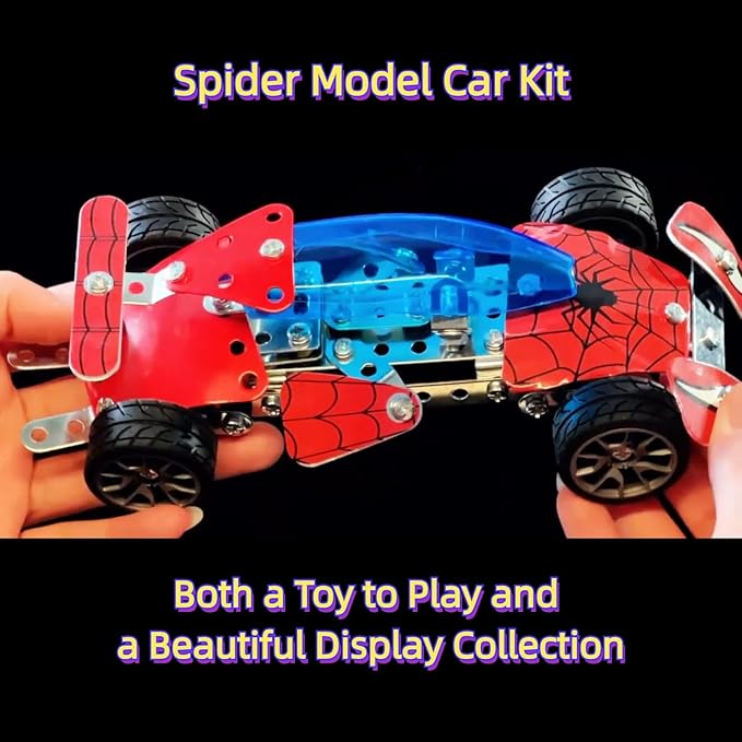 Metal Model Car Building Assembly Toys 166 PCS STEM Erector Set - Spidermodel Car Vehicle Model Construction Set for Boys and Girls Ages 8+