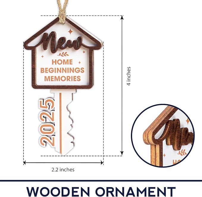 New Home Key Christmas Ornaments 2025, House Warming Gifts New Home for Couple Newhouse Owners, Home Beginning Memories Ornament, New House Gift Ideas for Women Men, Holiday Tree Hanging Ornaments