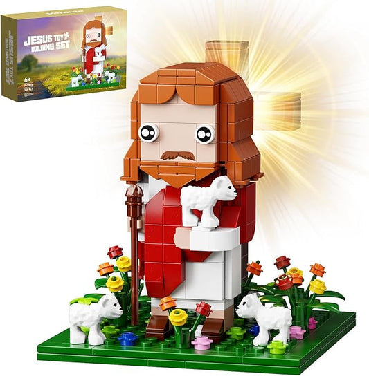 Jesus Building Block Set, The Shepherd God，Compatible with Lego Jesus Building Toy, Bible Story Jesus Figures with LED Light，Easter, Christmas, Christian Gift for Adults and Kids Age 6+(324PCS)