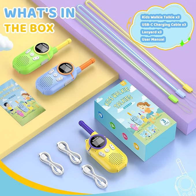 MOICO Toys for 3-12 Year Old Boys Girls,Rechargeable Long Range Walkie Talkies for Kids with 22 Channels,3 4 5 6 7 8 Year Old Kids Gift, Perfect for Outdoor Camping,Hiking,Christmas and Birthday