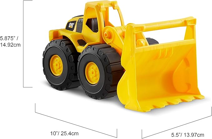 CAT Construction Toys, Front Loader Sand Set - 10" Loader, Hard Hat, & 3 Sand Tools - Kids Beach Toys And Outdoor Play