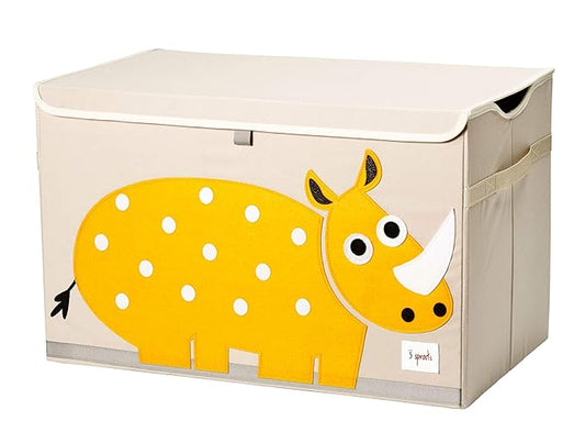 3 Sprouts Large Toy Chest for Kids with Lid and Handles - Collapsible Toy Storage Bin/Trunk/Box/Basket Organizer for Boys & Girls Playroom, Nursery, Rhino
