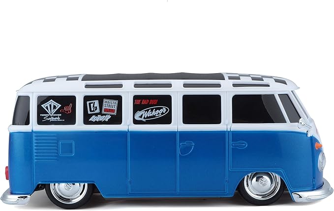 Maisto 1:24 RC VW Van Samba 2.4GHZ Remote Control Vehicle, White/Blue (81529-00000009)