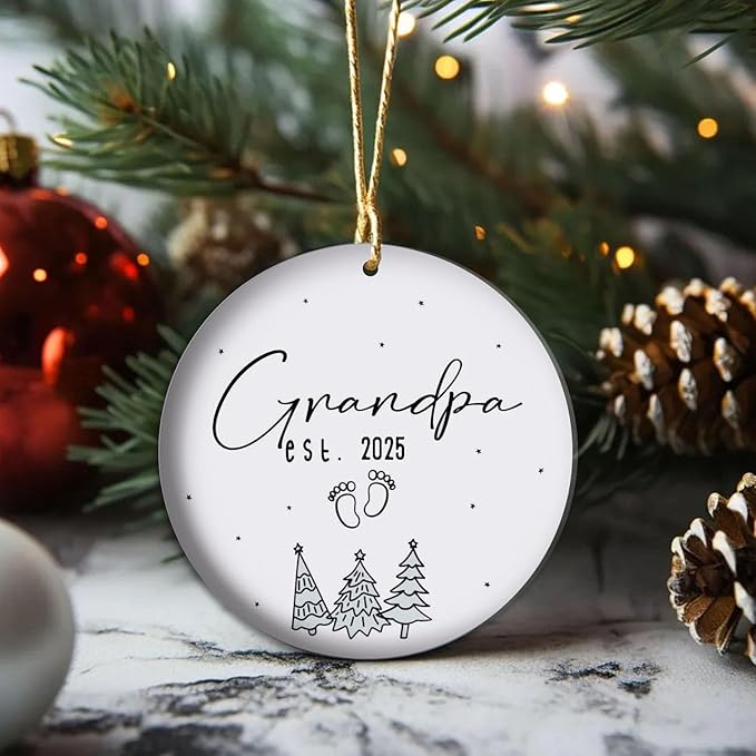 Our First Christmas As Grandpa - 2025 Grandpa Ornaments, Newborn Xmas Gift, Gifts for Grandparents, 2025 Newborn Keepsake Gifts