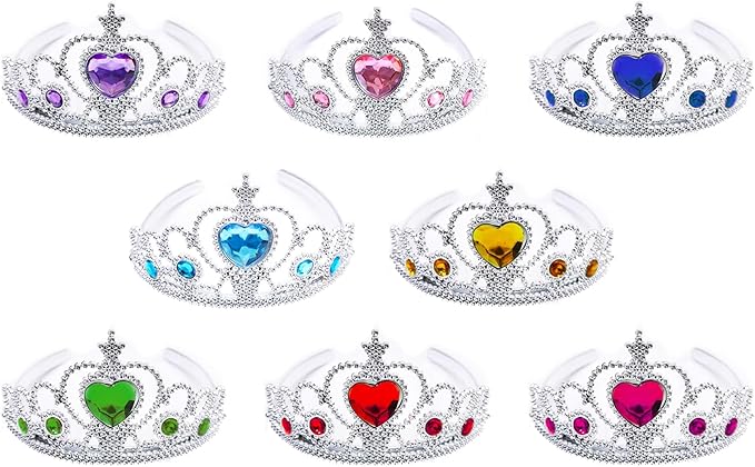 S & E TEACHER'S EDITION 16 Pcs Tiaras Crown Set, Princess Dress Up Costume Birthday Party Favors Accessories Kid Birthday