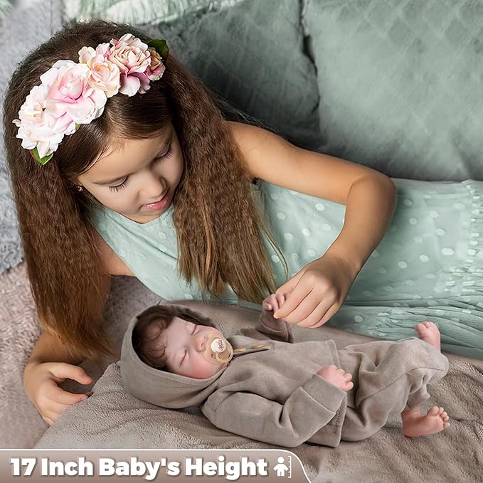 BABESIDE Lifelike Reborn Baby Dolls Boy - 17-Inch Soft Realistic-Newborn Baby Dolls Full Body Vinyl Anatomically Correct Real Life Baby Dolls with Toy Accessories for Kids Age 3 4 5 6 7 +