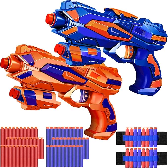 JONEG 2 Pack Blaster Guns Toy, Guns Toys for Kids Age 6 8 Birthday Gift for 6-7 Year Old Boys Girls Ideas Gifts for Boys Kids Age 6 10 Outdoor Games Toys for 9 yr Old Boy