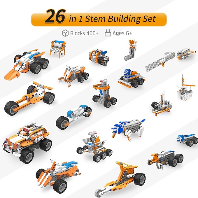 makerzoid STEM Coding Robot Kits for Kids Ages 6+, 26-in-1 Educational Programmable Scratch Coding Robotics Kit, APP RC Robot Car Birthday Children's Day Gift for Boy Girls(400+ Pcs)