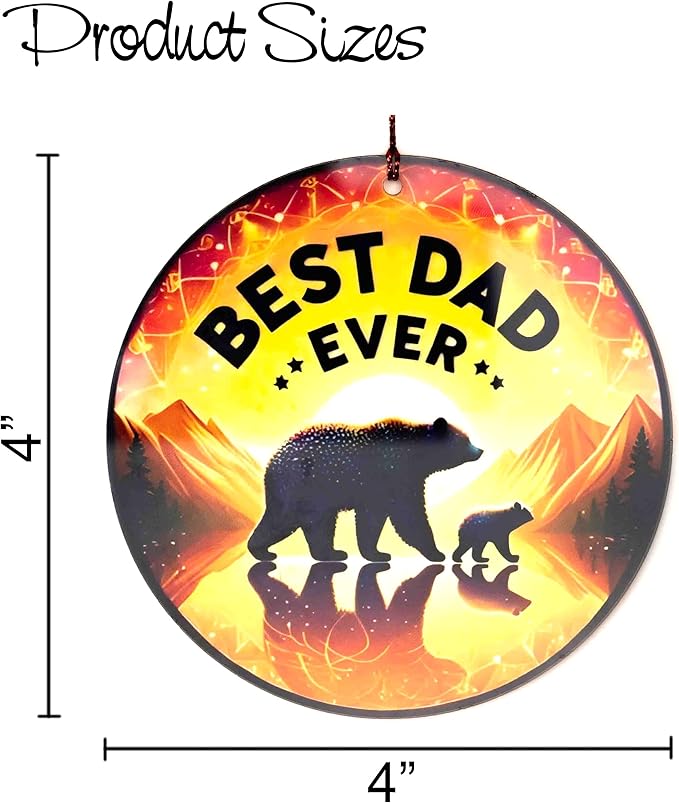 Papa Bear Best Dad Ever Ornament Suncatcher Effect, Fathers Day Ornaments, Best Dad Ever Gifts for Decorations, Senior 2025 Ornament, Family Keepsake for Father's Day, Birthday