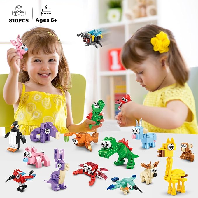 30 Packs Animal Party Favors for Kids, 810 PCS Mini Animal Building Block Toy Set for Goodie Bag Fillers Classroom Prizes Easter Birthday Children's Day for Boys Girls Student Ages 6+