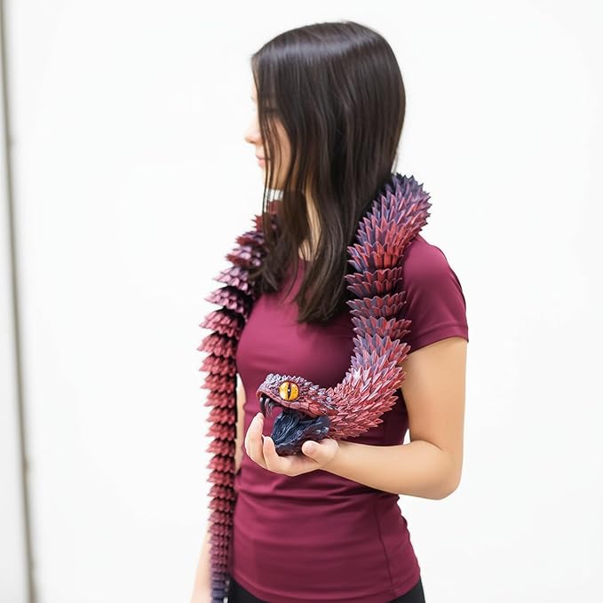 47.5inch Super Large 3D Printed Snake Models,Movable Teeth,Flexible Joint Animal lacertid Figurines, Stress Relief, Fidget restlessness, ADHD Toys, Surprise Fantasy Gifts (RBL/47.5inch)