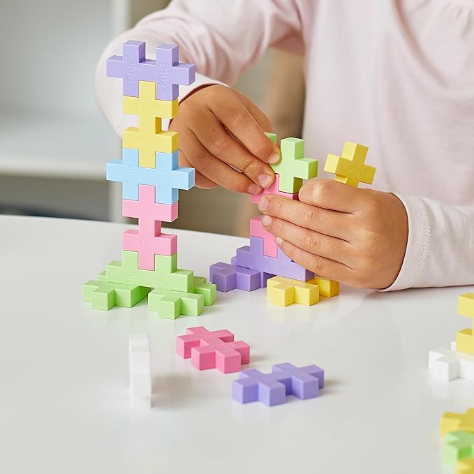 PLUS PLUS Big – Open Play Tube – 15 Piece Pastel Color Mix – Construction Building STEM/STEAM Toy, Interlocking Large Puzzle Blocks for Toddlers and Preschool