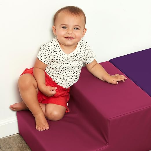 SoftScape Toddler Playtime Corner Climber, Indoor Active Play Structure for Toddlers and Kids, Safe Soft Foam for Crawling and Sliding (4-Piece Set) - Purple/Raspberry, 11619-PURS