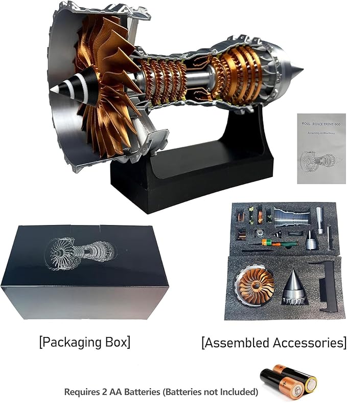 TR900 Turbofan Engine Model, Aircraft Engine Turbojet Engine Replica 28cm 3D Printed Science Education Toy Aviation Enthusiast Gift Desktop Decoration Collection Art