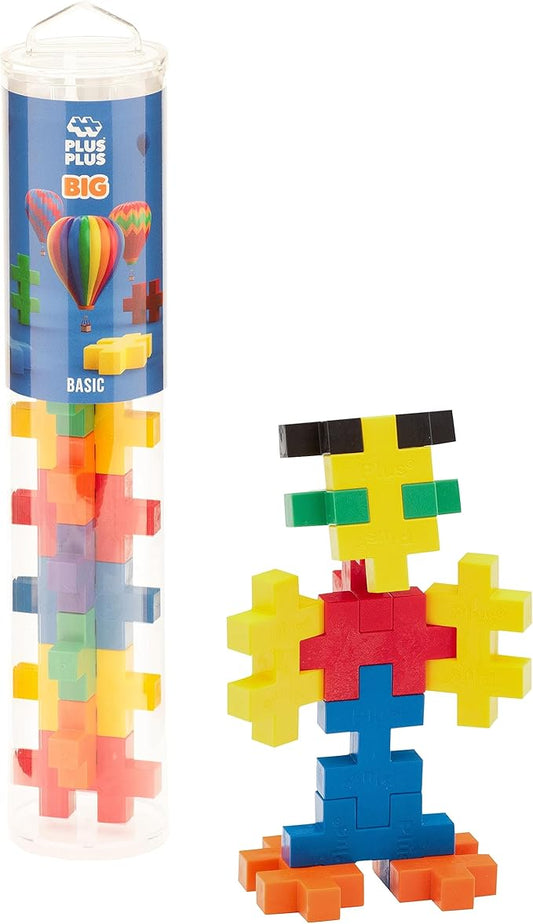 PLUS PLUS Big - 15 Piece Basic Mix - Construction Building Stem/Steam Toy, Interlocking Large Puzzle Blocks for Toddlers and Preschool
