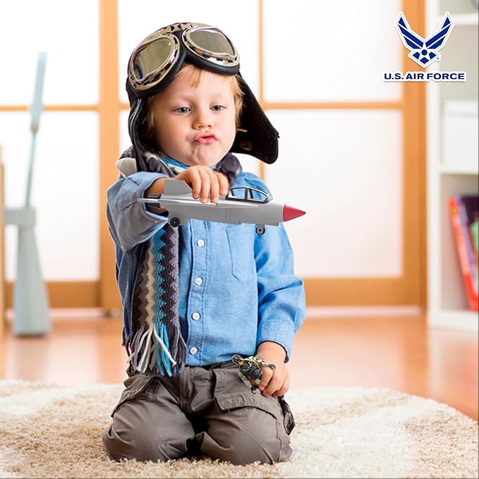 United States Air Force Sky Raider Fighter Jet Toy Airplane with Pilot & Missile - Realistic Military Aircraft & Soldier Action Figure - Bomber Plane Model for Kids 3+