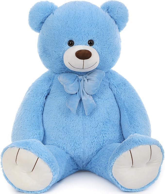 Tezituo Giant Teddy Bear 47 Inch, Soft Big Stuffed Animal Life Size 4 Feet Plush Bear Toy Valentine's Christmas Birthday Gift for Girlfriends Kids, Blue