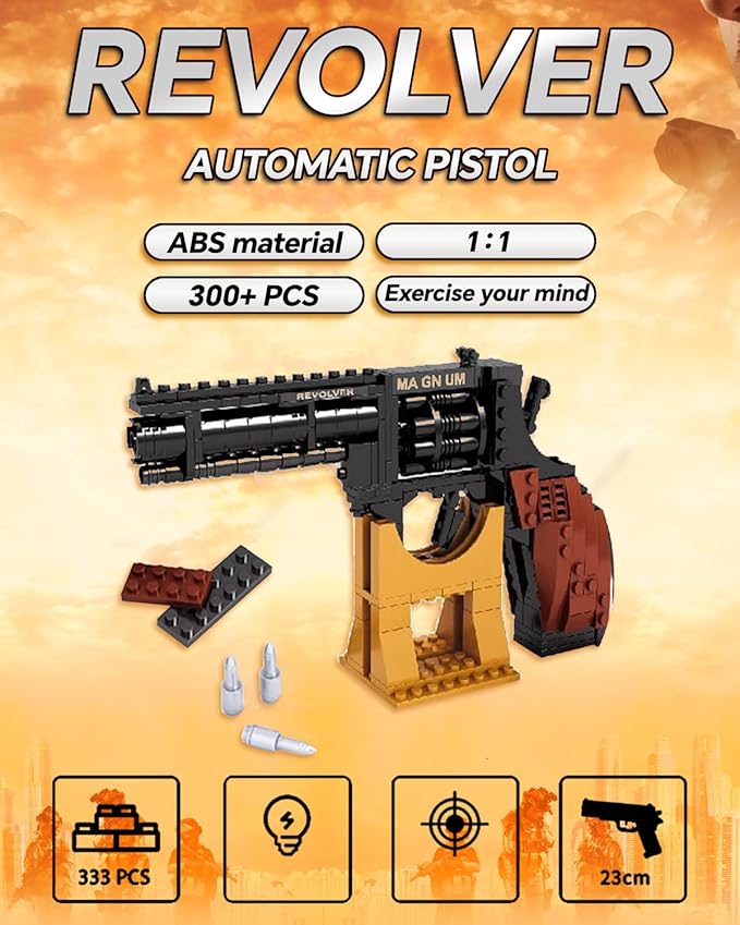 1:1 Revolver Building Blocks Sets - 300 PCS Model Collection Toy Building Bricks Set Shootable - Simulation Militarily Toy Lovers for Kids and Adults Gift