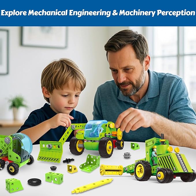 8-in-1 Farm Building Toys for Kids 4 5 6 7 8+ Year Old Boy & Girl, 153 PCS Tractor STEM Toy for Kids, 8 in 1 Learning Toys Educational Construction Blocks Building Set Birthday Gift for Kid
