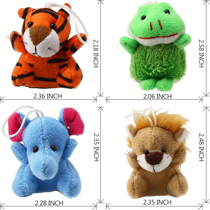 32 Piece Mini Plush Animal Toy Set, Cute Small Animals Plush Keychain Decoration for Themed Parties, Kindergarten Gift, Teacher Student Award, Goody Bags Filler for Boys Girls Child Kid Laxdacee