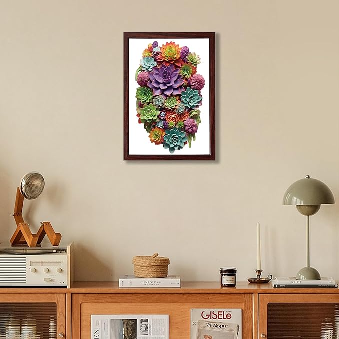 Succulent Waterfall Wooden Puzzles, 1000 Pieces Jigsaw Puzzles 28.1'' x17.3'', Unique Design Liberty Wooden Puzzles for Adults and Kids, Family Game Gift Medium Size