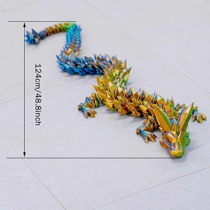 48.8inch Super Large 3D Printed Dragon Models,Flexible Joint Animal lacertid Figurines, 3D Printing Stuff Cheap,Stress Relief, Fidget restlessness, ADHD Toys, Surprise Fantasy Gifts