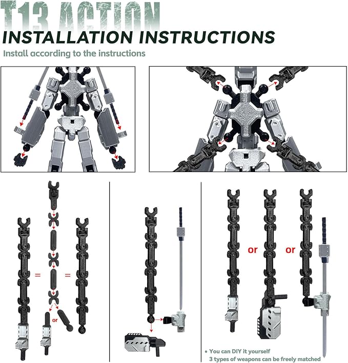 8 inch T13 (Assembly Completed) Action Figure Set,T 13 Multi-Articular Mobile Robot Nova T-13,Desktop Decorations for Game Lovers Toys (Luminous Blue)