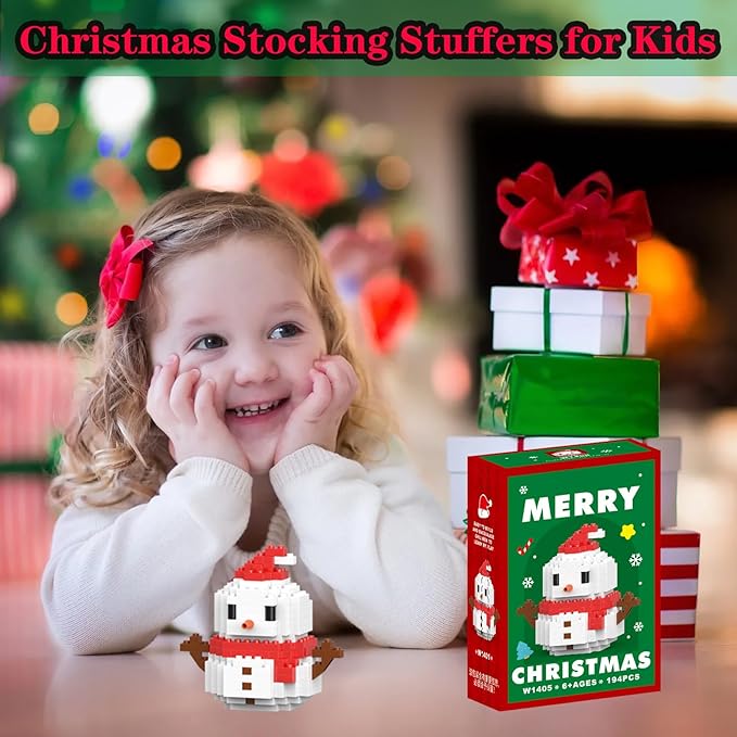 Christmas Red Snowman Building Blocks Set Compatible with Lego Advent Calendar 2025 Stacking New Toys Holiday Present Box New Year Xmas Gifts for Kids for Boys & Girls and Adults
